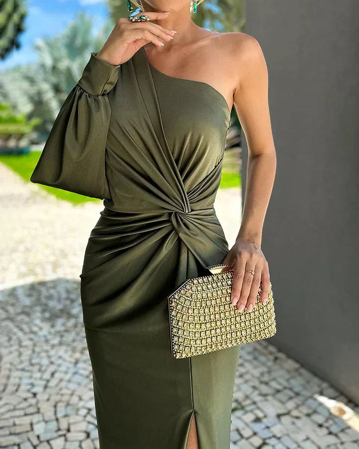 Melissa Elegant Evening Dress Breathable Comfort One-Shoulder Autumn Gown