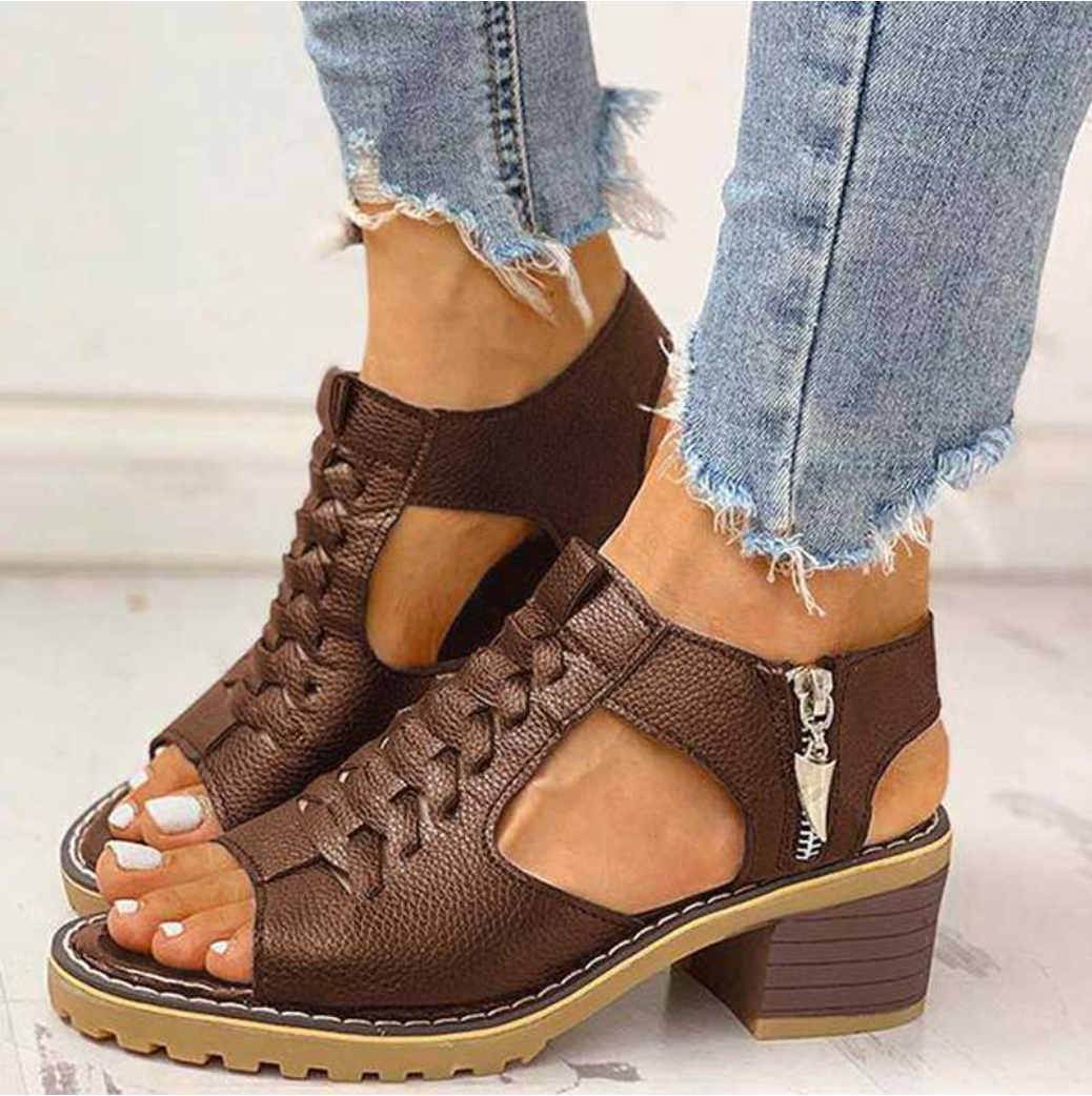 Natalie Stylish Summer Chunky Heel Sandals with Comfortable Support
