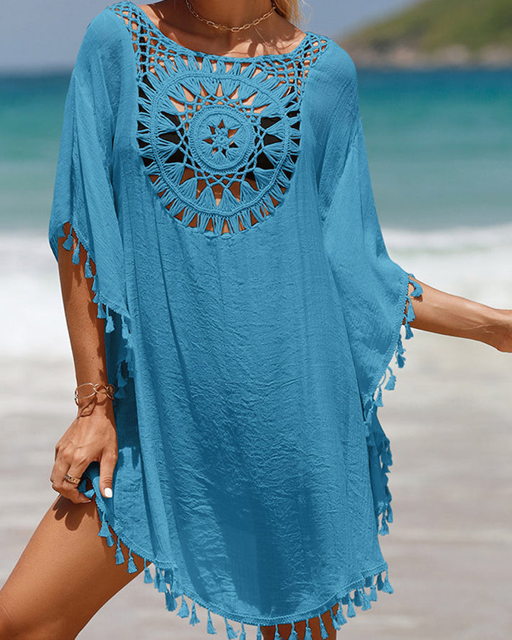 Chrissy Boho Beach Cover-Up Lightweight Summer Layering with Tassel Accents