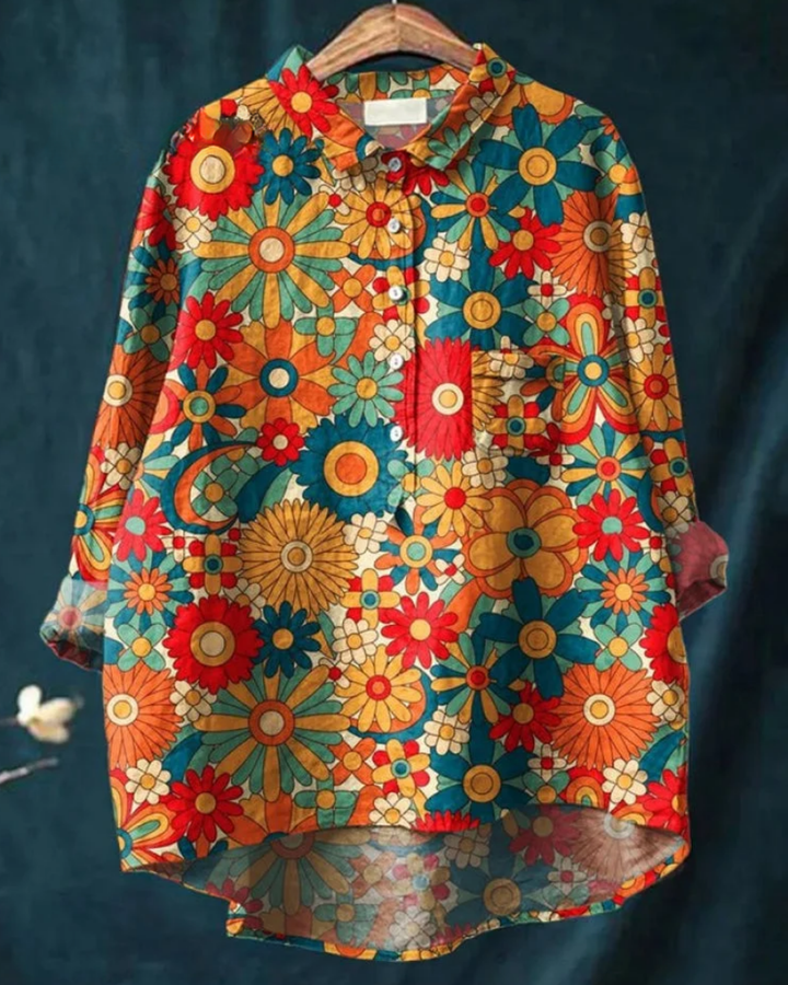 Jenny Floral Button-Down Shirt Stylish Design for Autumn