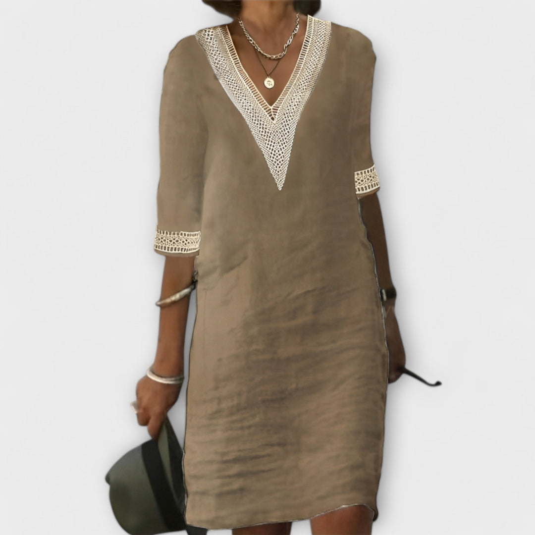 Emelia Boho-Inspired V-Neck Dress for Summer and Autumn Effortless Style