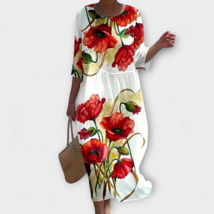 Marie Floral Midi Dress Elegant Stylish Autumn