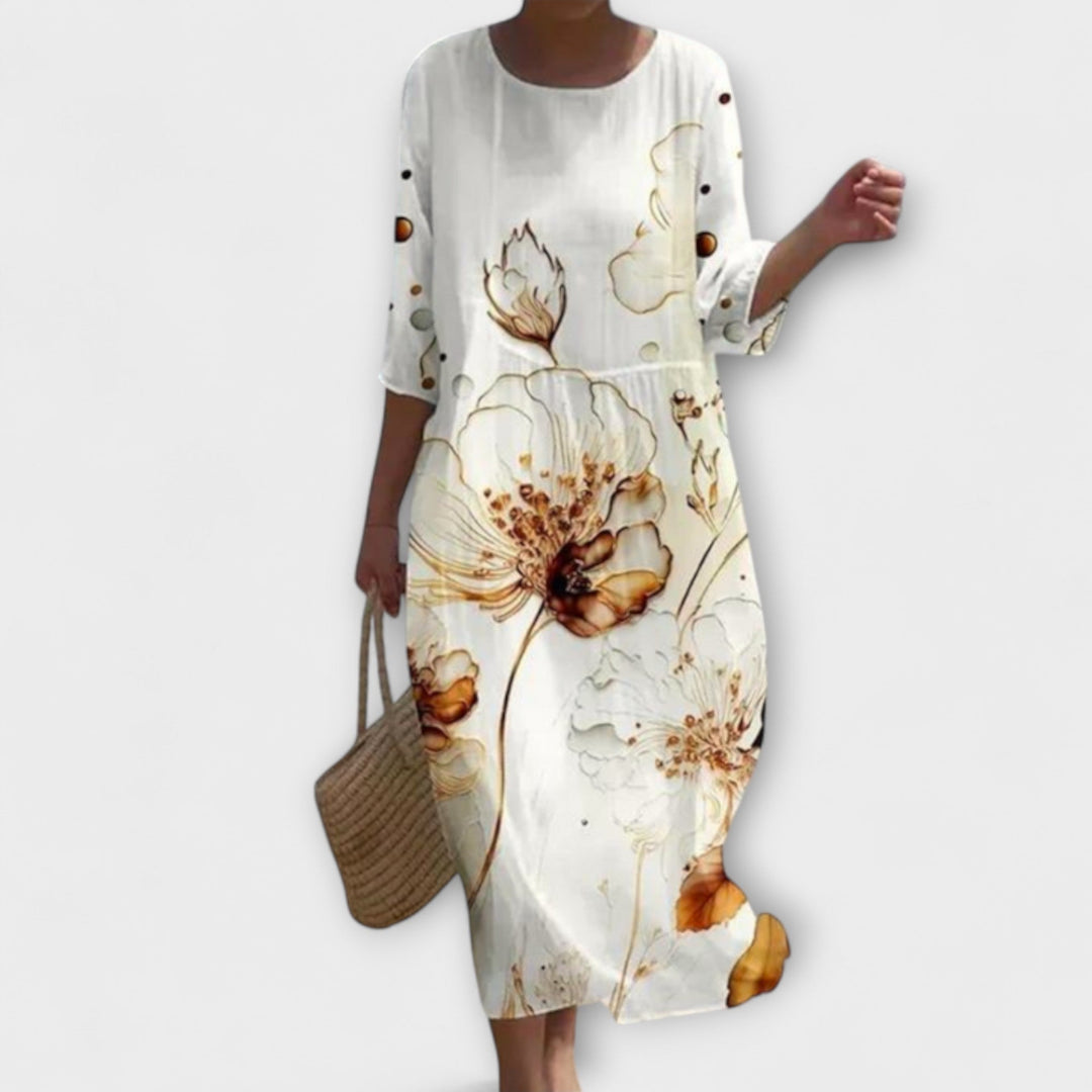 Marie Floral Midi Dress Elegant Stylish Autumn