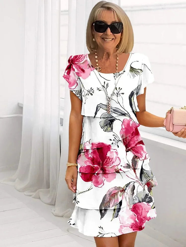 Emilia Floral Ruffle Tiered Dress Elegant Design for Autumn