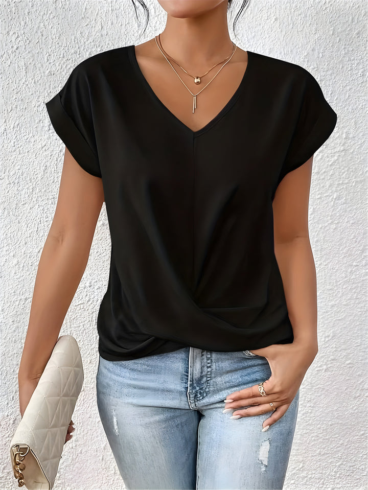 Kathrina V-Neck Twist Front Top Lightweight Comfort for Summer and Autumn