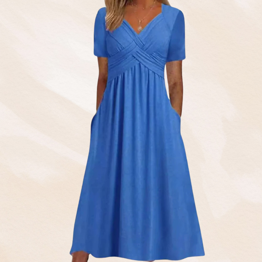 Mirella Stylish V-Neck Dress with Timeless Elegance for Autumn