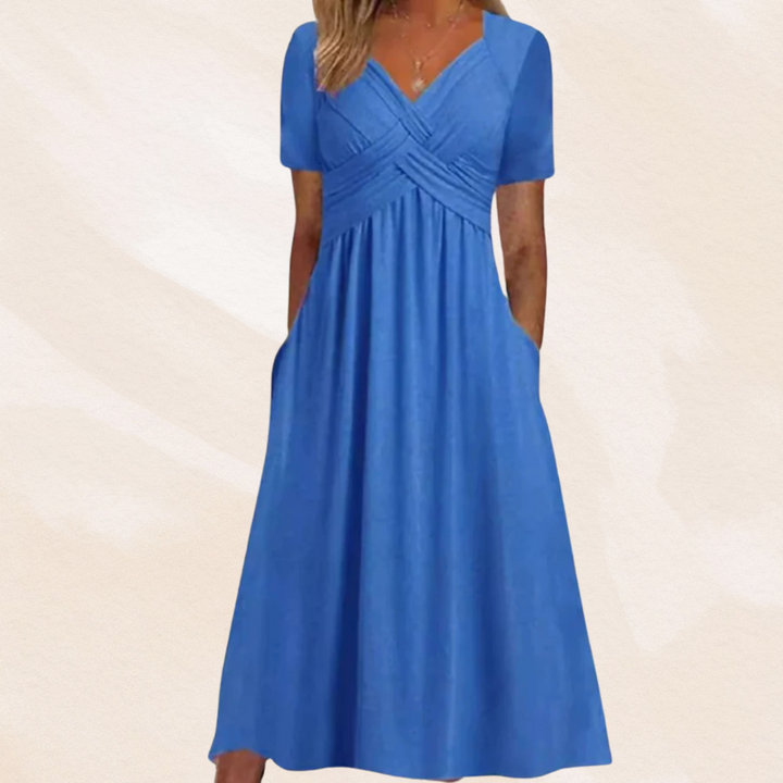 Mirella Stylish V-Neck Dress with Timeless Elegance for Autumn