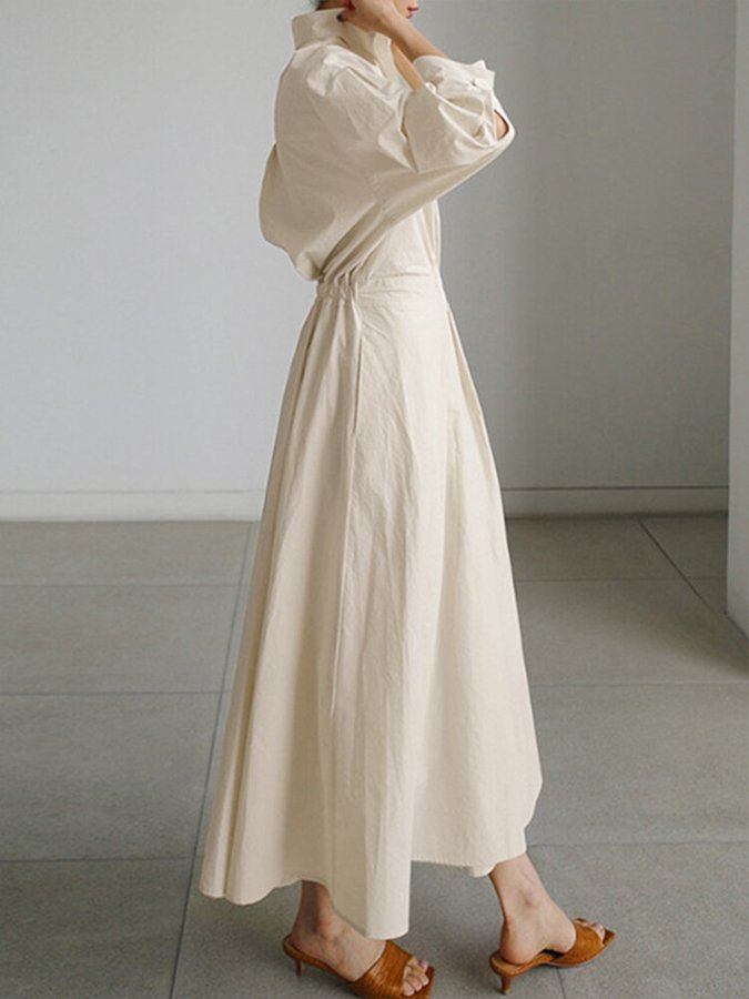 Clémence Buttoned Midi Dress Elegant Comfortable Autumn Summer
