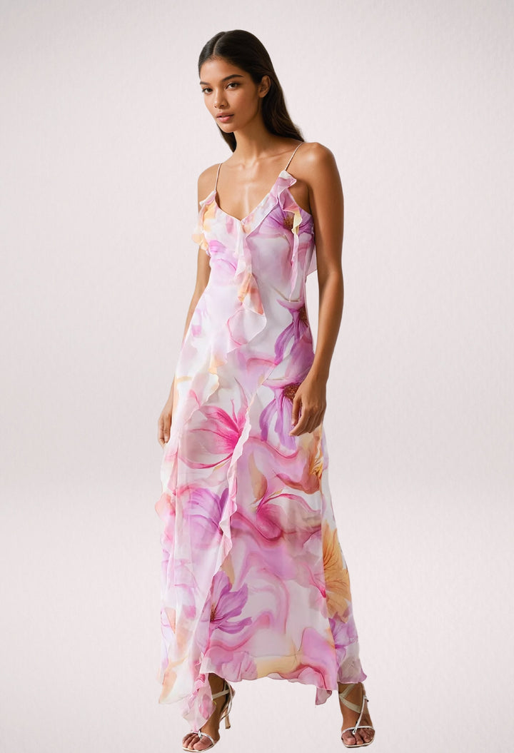 Nylah Floral Ruffle Maxi Dress Elegant Summer Fashion