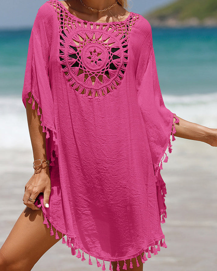 Chrissy Boho Beach Cover-Up Lightweight Summer Layering with Tassel Accents