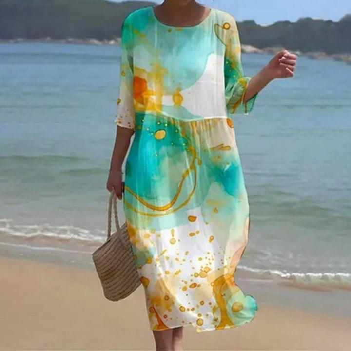 Martha Floral Print Midi Dress Elegant Fit for Summer and Autumn