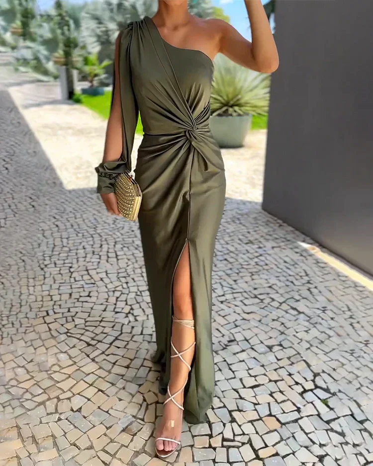Melissa Elegant Evening Dress Breathable Comfort One-Shoulder Autumn Gown