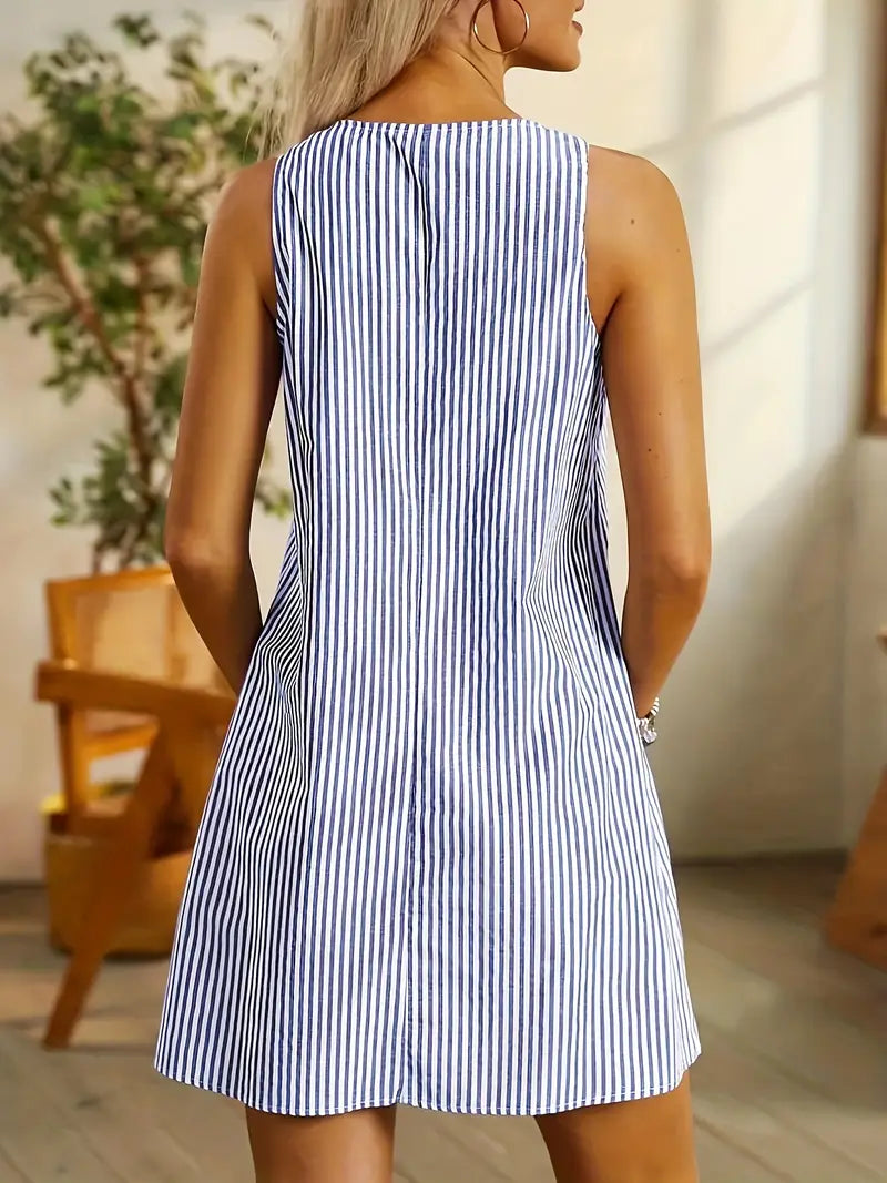 Selene Stylish Striped Summer Dress with Pockets Lightweight Comfortable