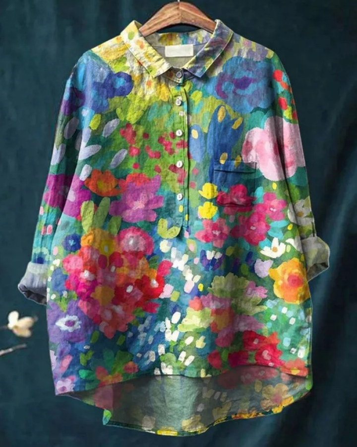 Jenny Floral Button-Down Shirt Stylish Design for Autumn
