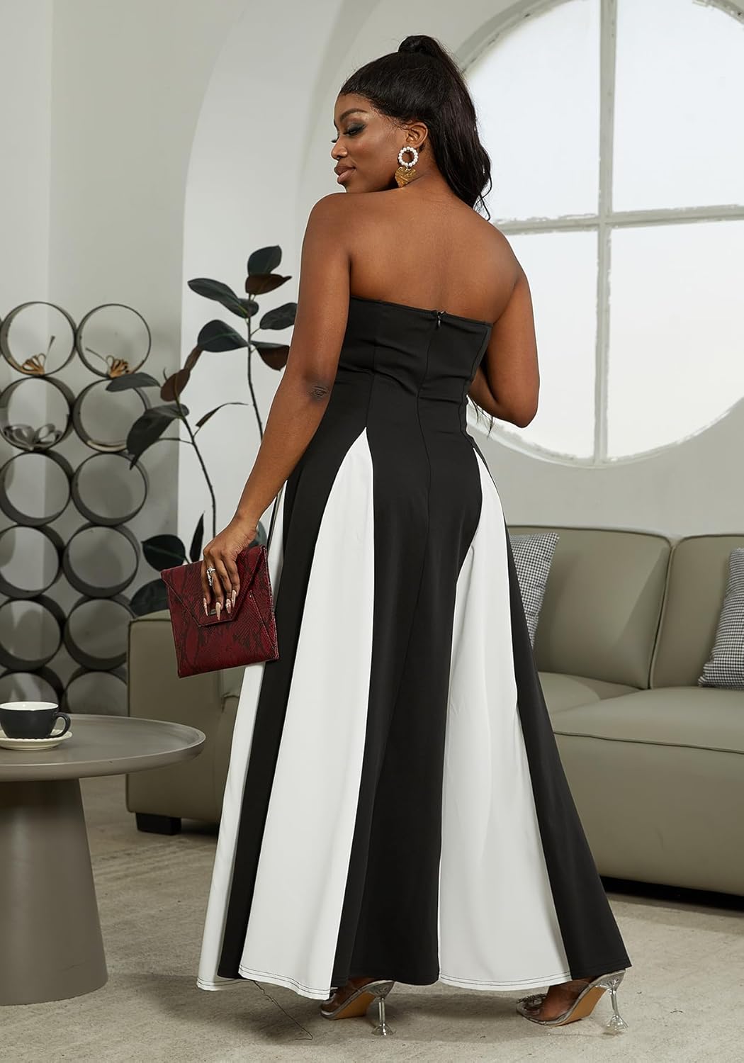 Amelia Elegant Contrast Maxi Dress Lightweight for Summer and Autumn