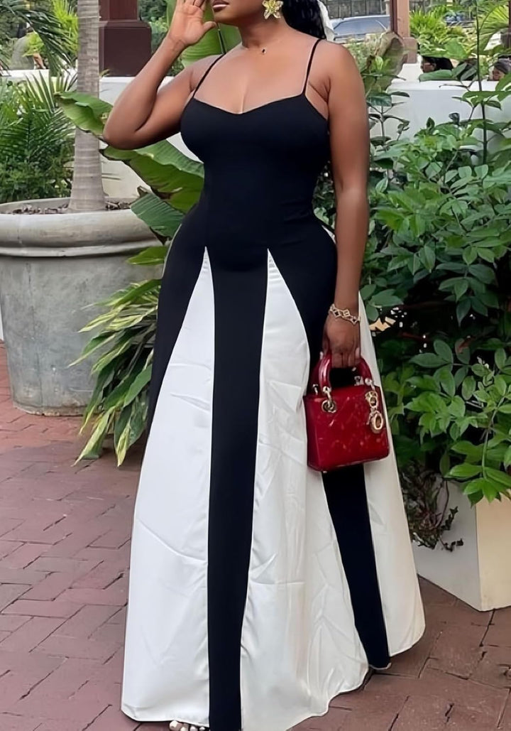 Amelia Elegant Contrast Maxi Dress Lightweight for Summer and Autumn