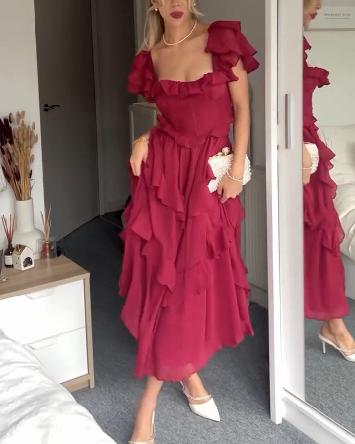 Elisa Ruffle Dress Summer and Autumn Fashion Light Elegant Dress