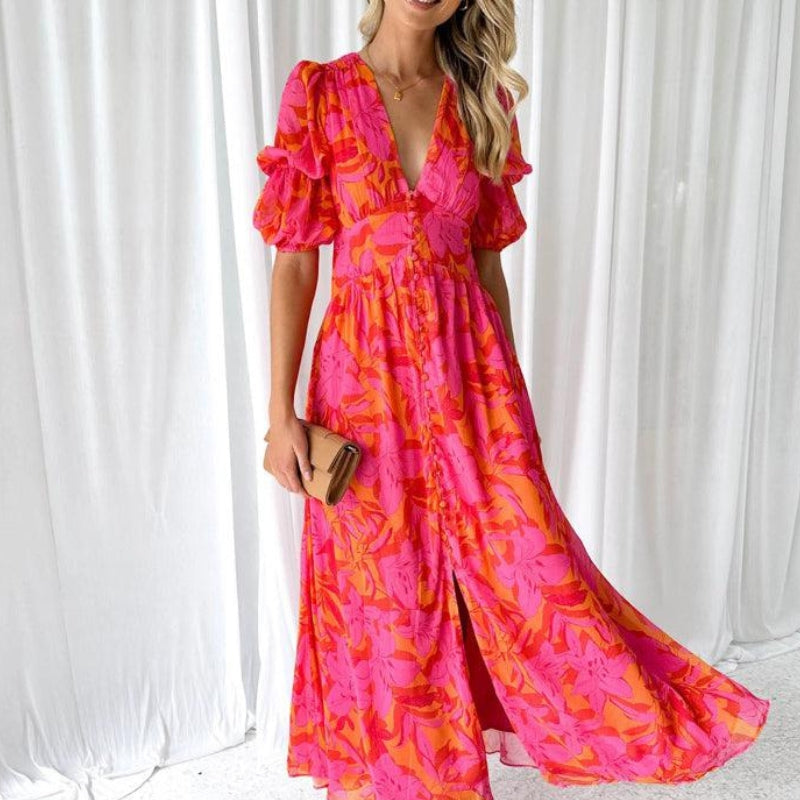 Lavinia Floral Print Maxi Dress Lightweight Summer Style