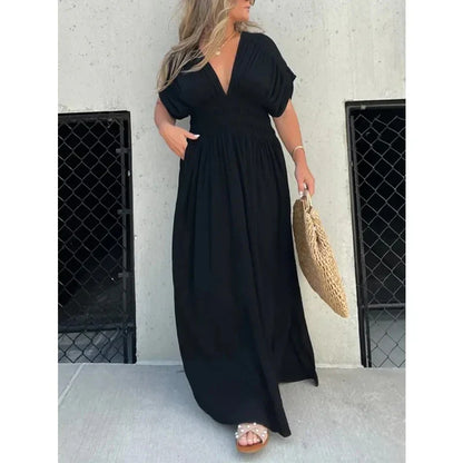 Kaia Comfortable Breathable Summer Maxi Dress with Split V-Neckline