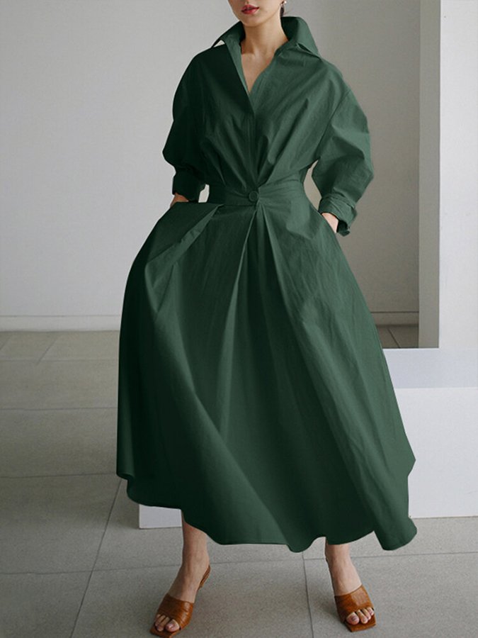 Clémence Buttoned Midi Dress Elegant Comfortable Autumn Summer