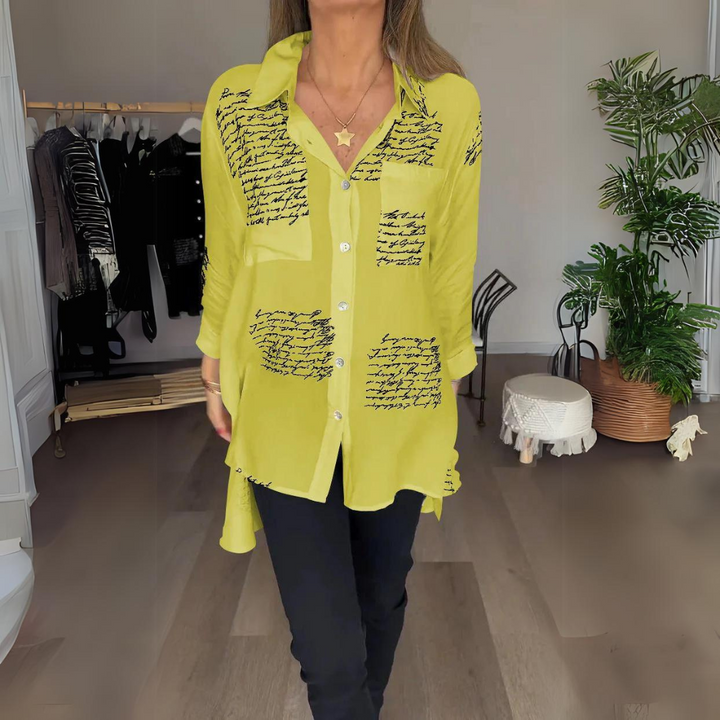 Carla Handwritten Button-Up Shirt Relaxed Fit Autumn Style