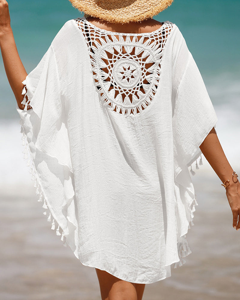 Chrissy Boho Beach Cover-Up Lightweight Summer Layering with Tassel Accents