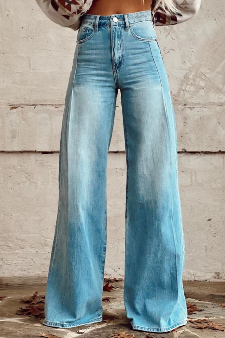 Susan Stylish Wide-Leg Denim Pants – Comfortable Classic Fit for Autumn and Summer