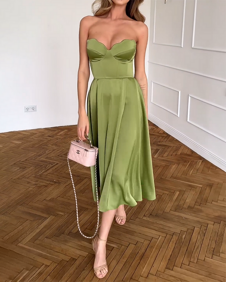 Sabrina Strapless Elegant Dress Timeless Design Autumn