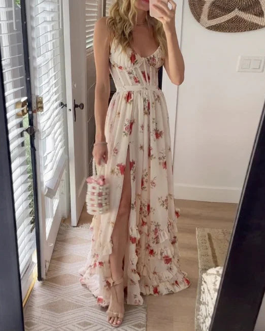 Anabella Elegant Sleeveless Printed Dress for Summer Comfort and Style