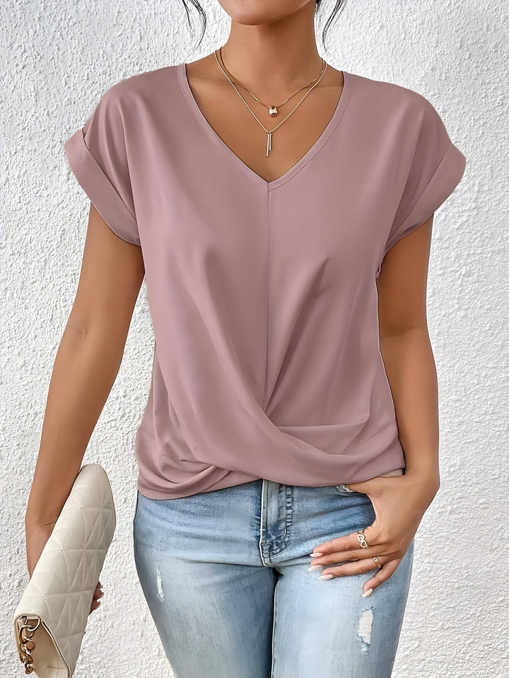 Kathrina V-Neck Twist Front Top Lightweight Comfort for Summer and Autumn