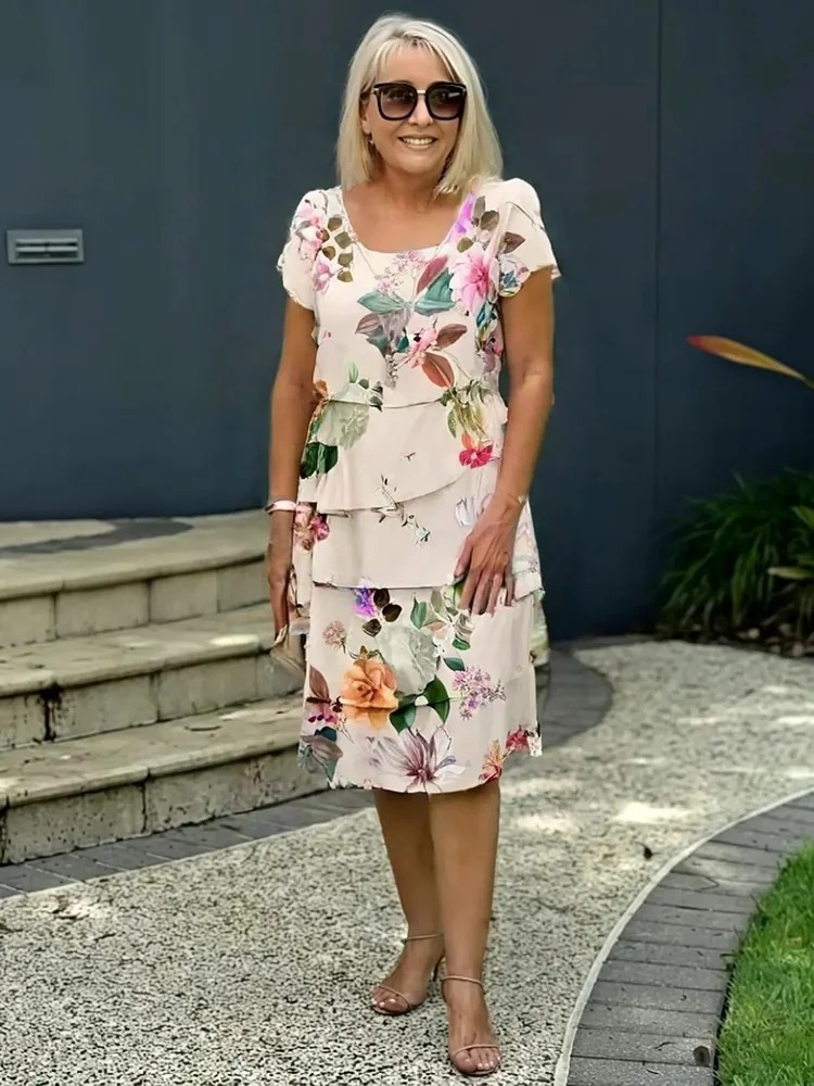 Emilia Floral Ruffle Tiered Dress Elegant Design for Autumn