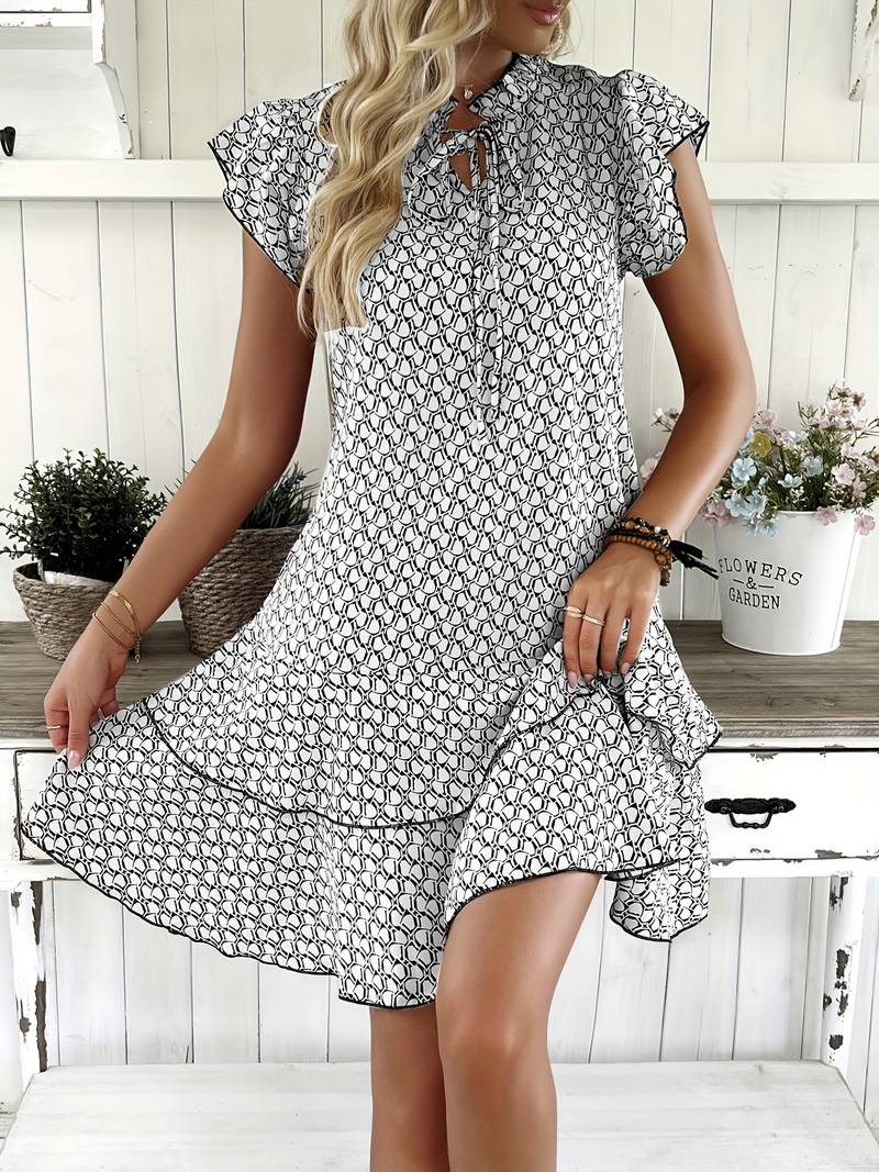 AMANI Summer Breeze Dress – Lightweight Summer Chic with Flowy Silhouette and Tie-Neck Detail