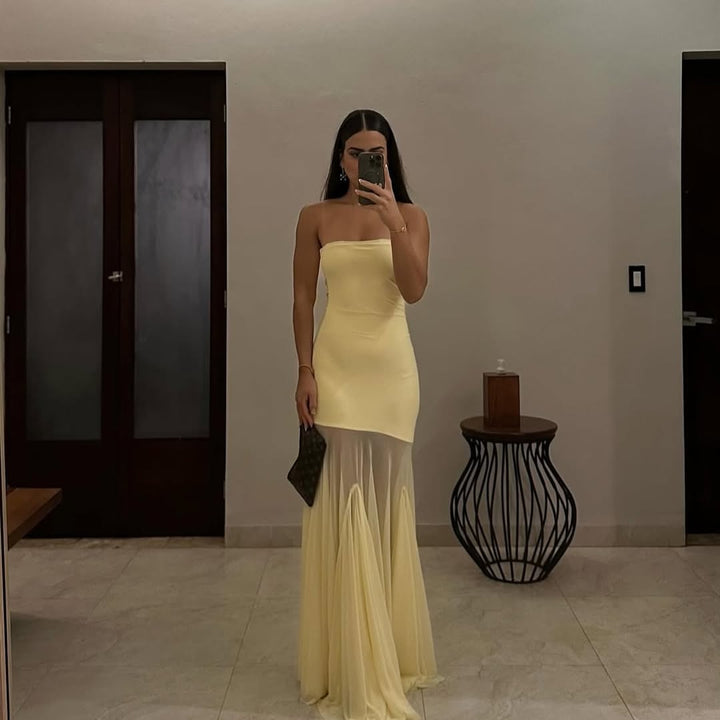 Calliope Slim Bustier Maxi Dress Off-Shoulder Backless Autumn Fashion