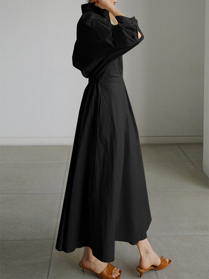 Clémence Buttoned Midi Dress Elegant Comfortable Autumn Summer