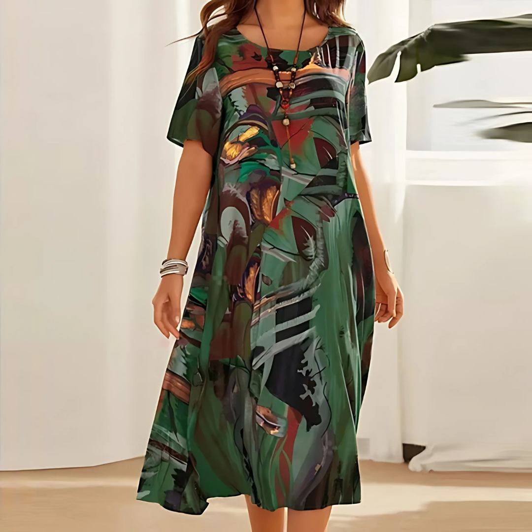 Filomena Abstract Print Dress Stylish Comfort for Autumn and Summer