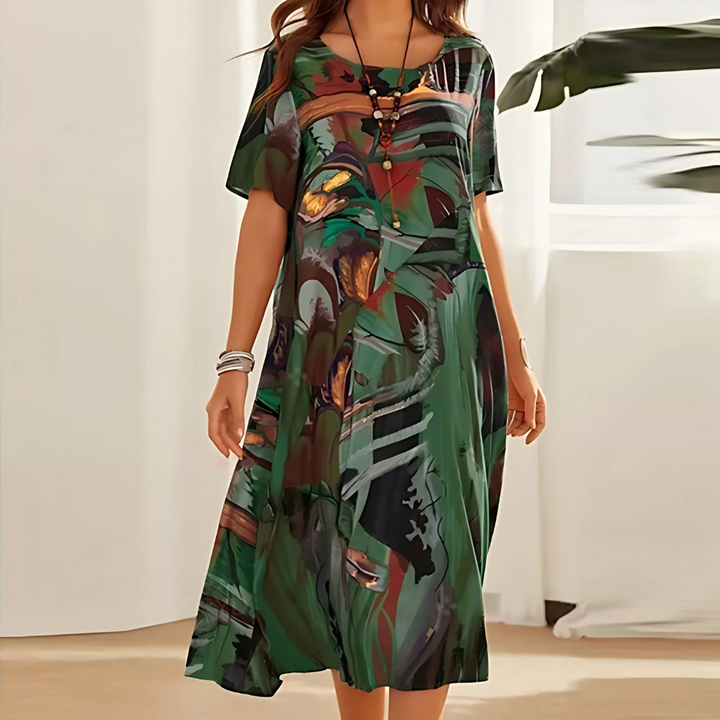 Filomena Abstract Print Dress Stylish Comfort for Autumn and Summer
