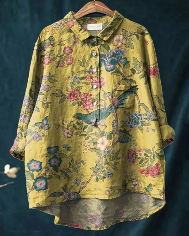 Jenny Floral Button-Down Shirt Stylish Design for Autumn