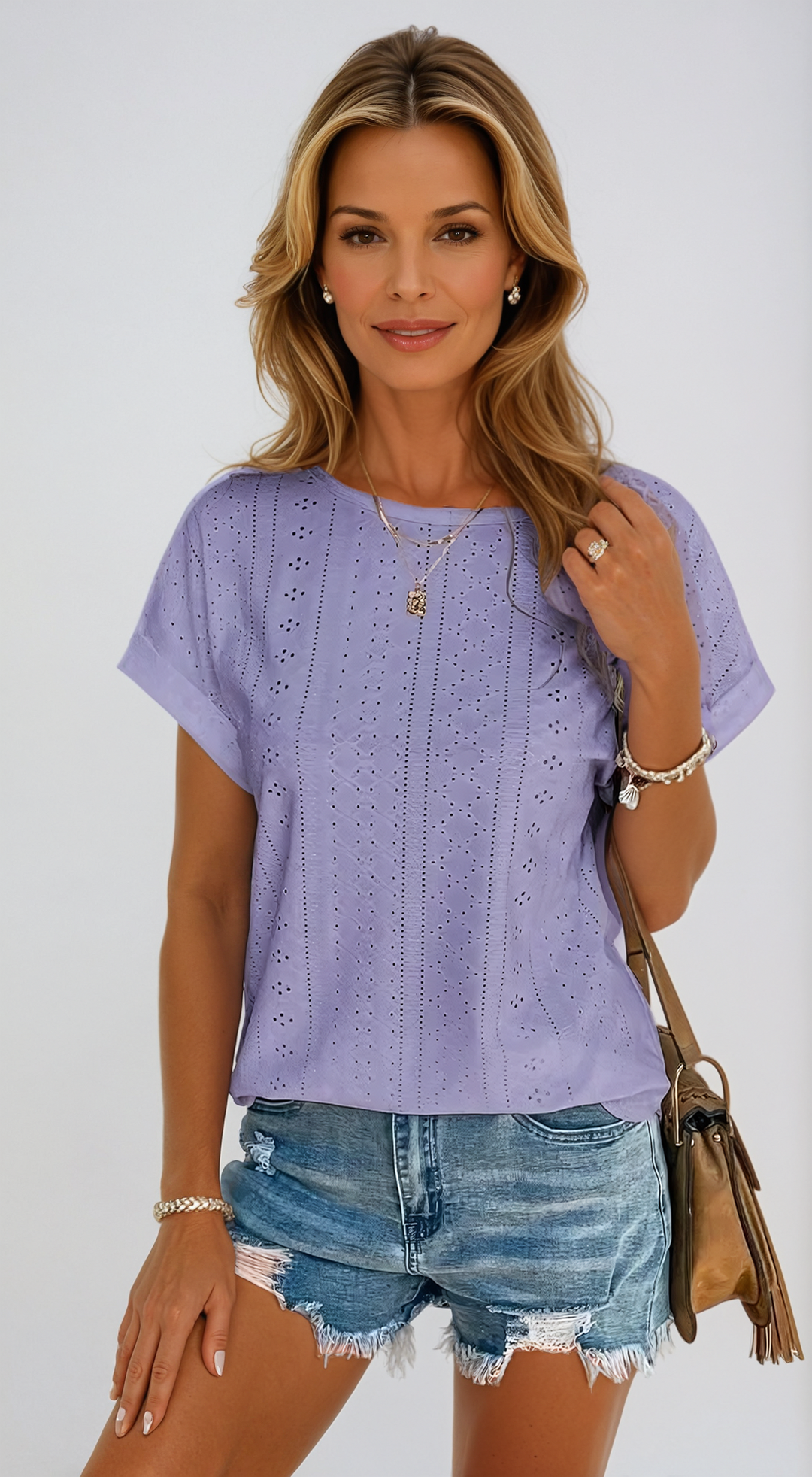 Becky Casual Eyelet Top for Summer – Lightweight Feminine Blouse