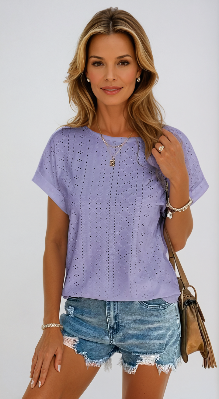 Becky Casual Eyelet Top for Summer – Lightweight Feminine Blouse