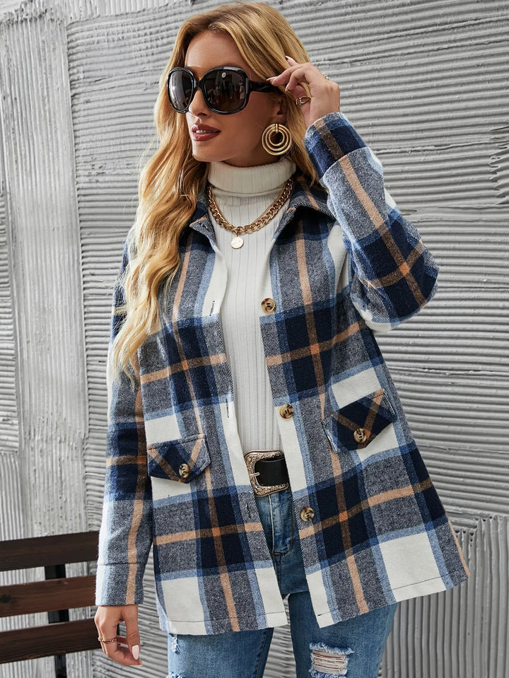 Kelly Stylish Checkered Plaid Blazer Jacket for Autumn and Summer