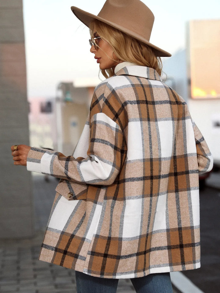 Kelly Stylish Checkered Plaid Blazer Jacket for Autumn and Summer
