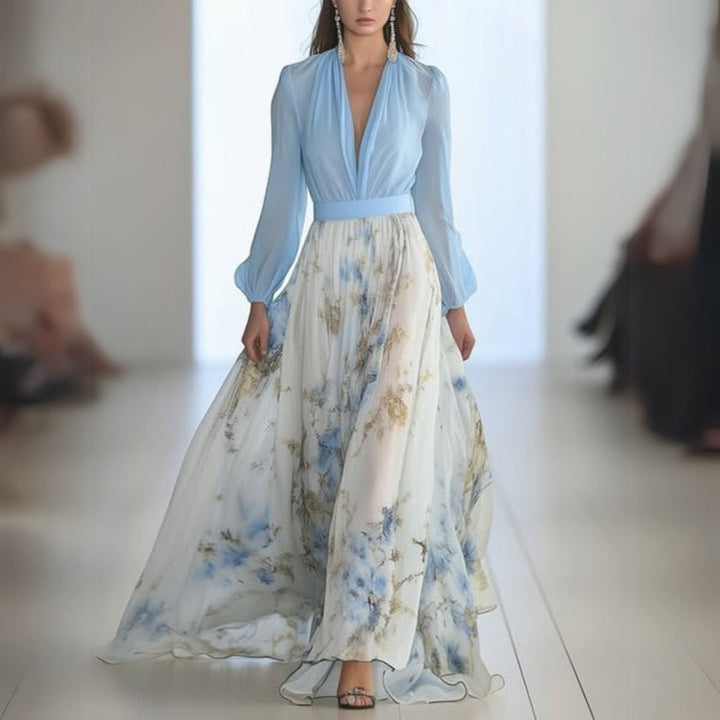 Autumn Elegant Long Floral Dress Seasonal Style
