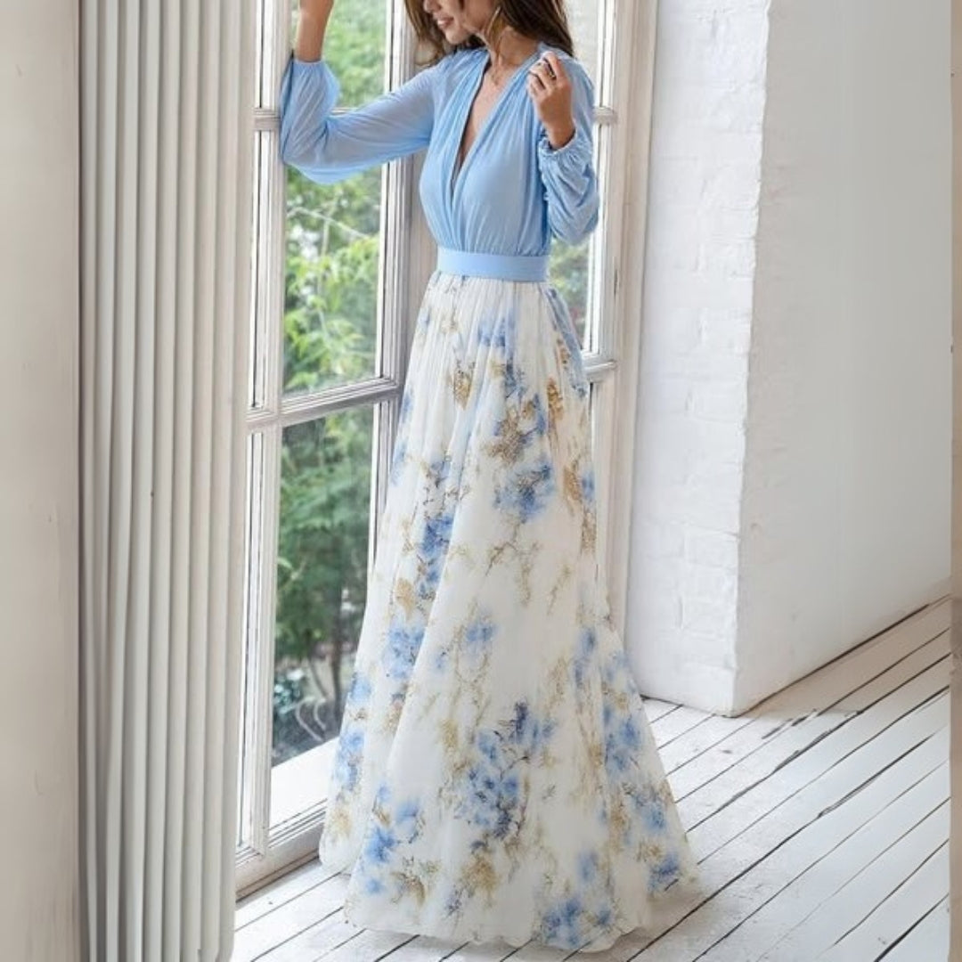 Autumn Elegant Long Floral Dress Seasonal Style