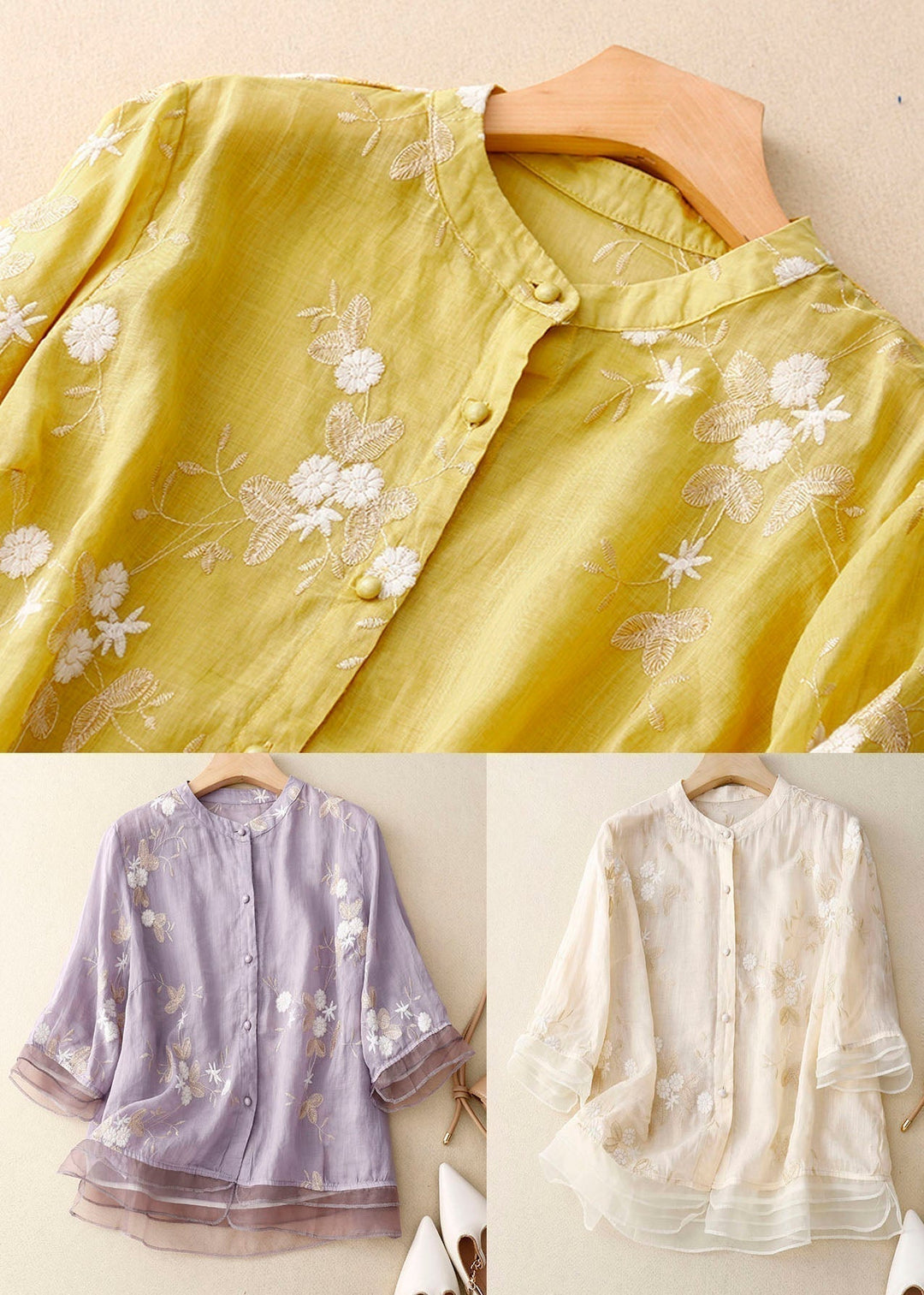 Kourtney Chic Embroidered Blouse Lightweight Breathable Design for Summer and Autumn