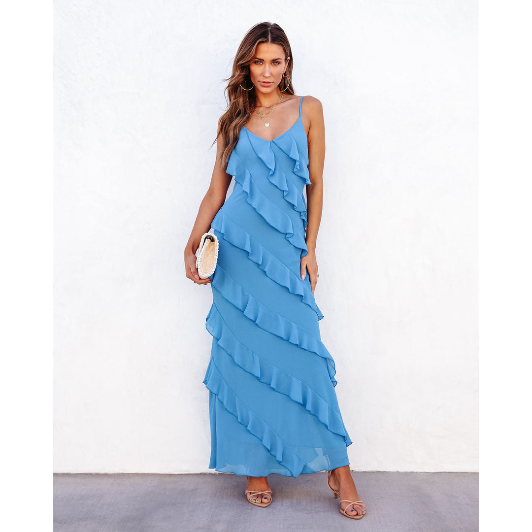 Lottie Elegant Off-Shoulder Backless Maxi Dress for Autumn and Summer