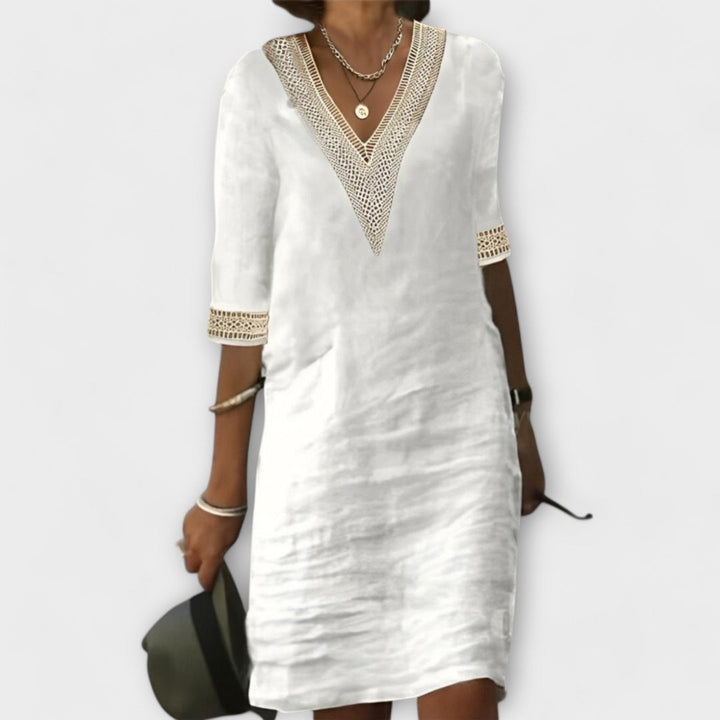 Emelia Boho-Inspired V-Neck Dress for Summer and Autumn Effortless Style