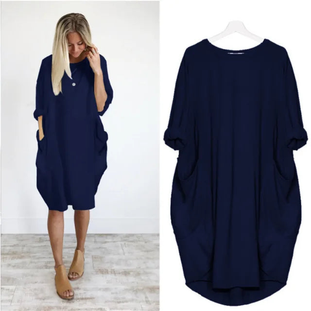 Bianca Stylish Loose Casual Dress for Summer and Autumn Comfortable Lightweight Design