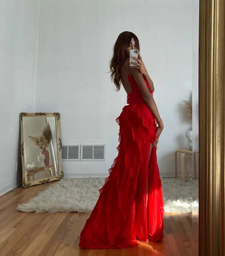 Lottie Elegant Off-Shoulder Backless Maxi Dress for Autumn and Summer