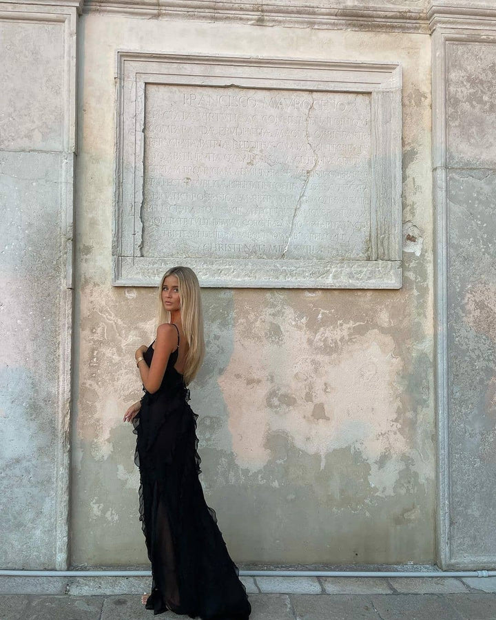 Lottie Elegant Off-Shoulder Backless Maxi Dress for Autumn and Summer