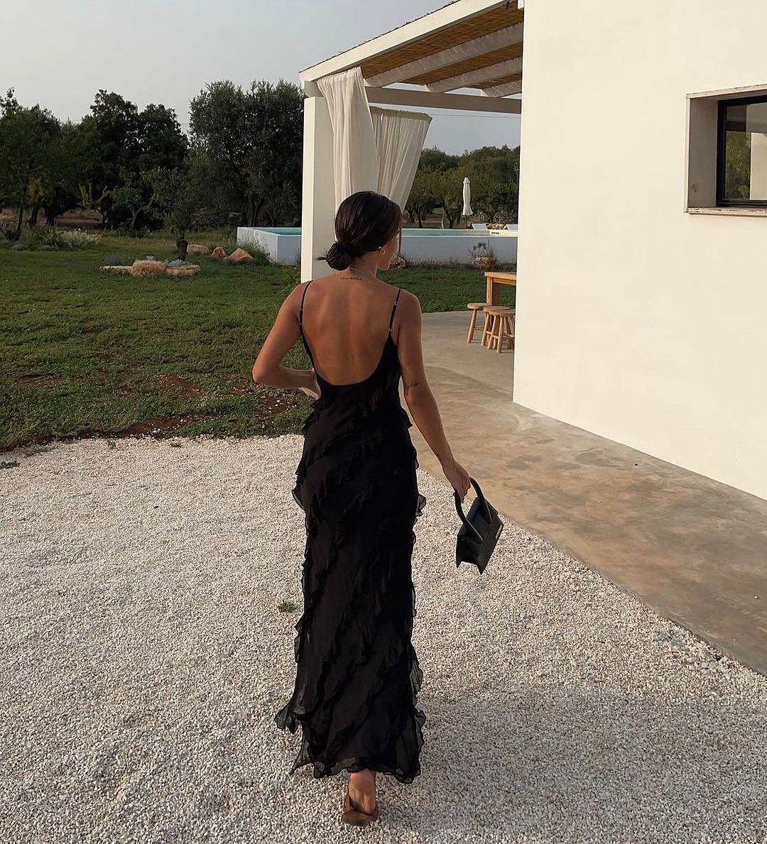 Lottie Elegant Off-Shoulder Backless Maxi Dress for Autumn and Summer